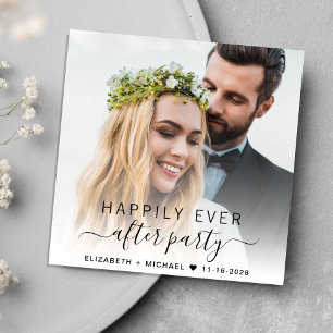 Invitation Elégante Photo Dusty Blue Wedding Réception