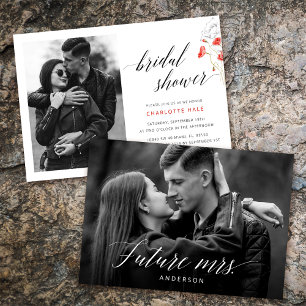 Invitation Elégante photo Fête des mariées d'aquarelle