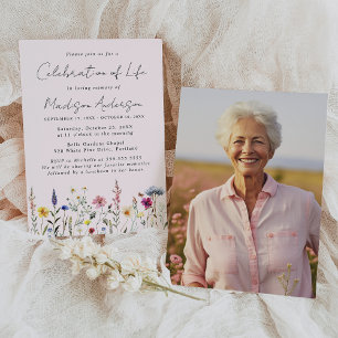 Invitation Élégante photo Fleur sauvage Célébration de la vie
