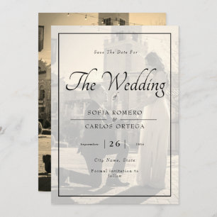 Invitation Élégante Photo Noir Et Blanc Enregistrer La Date