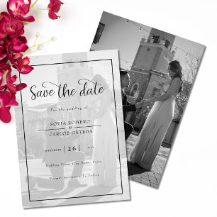Invitation Élégante Photo Noir Et Blanc Enregistrer La Date