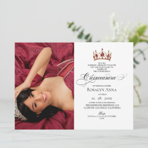 Invitation Élégante Photo Princesse Quinceañera 