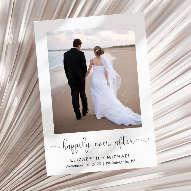 Invitation Elégante Photo QR Code Réception de mariage (An elegant Happily Ever After invitation to set the tone for an unforgettable event)