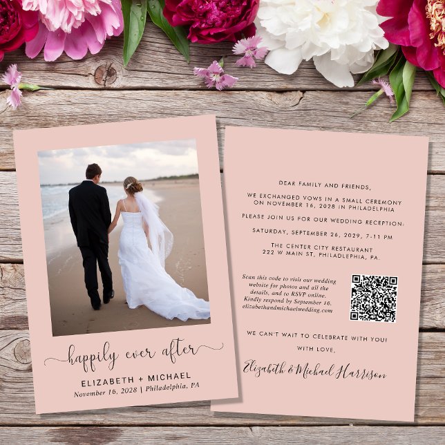 Invitation Elégante Photo QR Code Réception de mariage (Créateur téléchargé)