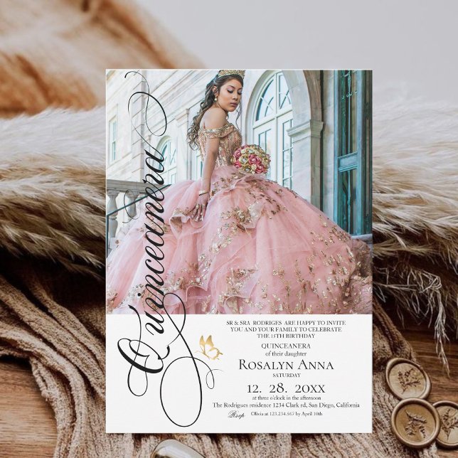 Invitation Élégante Photo Quinceañera  (Créateur téléchargé)
