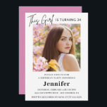 Invitation Élégante photo rose moderne 34e anniversaire<br><div class="desc">Élégante photo rose moderne 34e anniversaire Invitation</div>