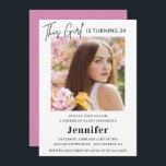 Invitation Élégante photo rose moderne 34e anniversaire<br><div class="desc">Élégante photo rose moderne 34e anniversaire Invitation</div>