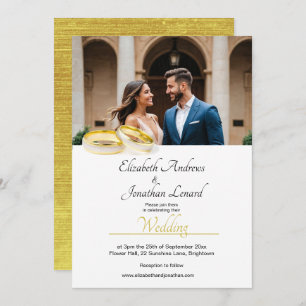 Invitation Elégante Photo Simple Gold Couleur Mariage Inviter