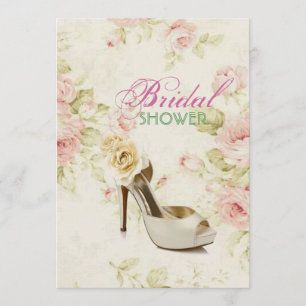 Invitation élégante Pink Floral vintage chaussure Fête des ma