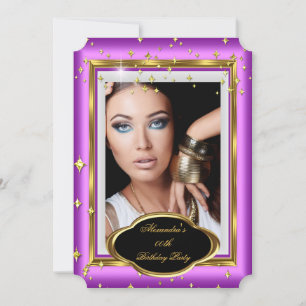 Invitation Elégante Pink White Gold Photo Anniversaire 3