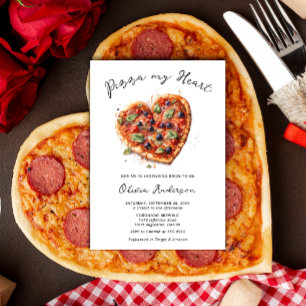 Invitation Elégante Pizza Mon Coeur Fête des mariées italienn