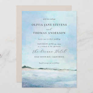 Invitation Elégante plage d'aquarelle chic tout en un Mariage