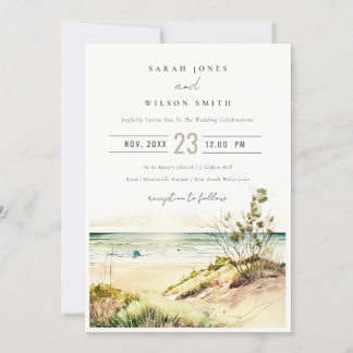 Invitation Elégante Plage de la côte Dusky Mariage de la mer
