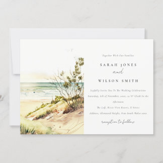 Invitation Elégante Plage de la côte Dusky Mariage de la mer