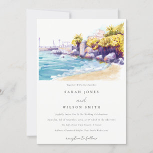 Invitation Elégante plage de sable de la côte Mariage de la m