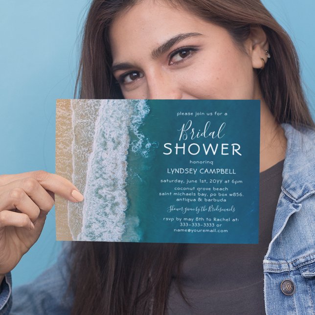 Invitation Elégante plage Fête des mariées tropicale Océan (Créateur téléchargé)