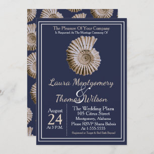 Invitation Elégante plage nautique Tan Seashell Mariage