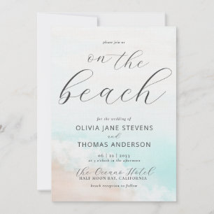 Invitation Élégante plage tropicale Vagues tout en un Mariage