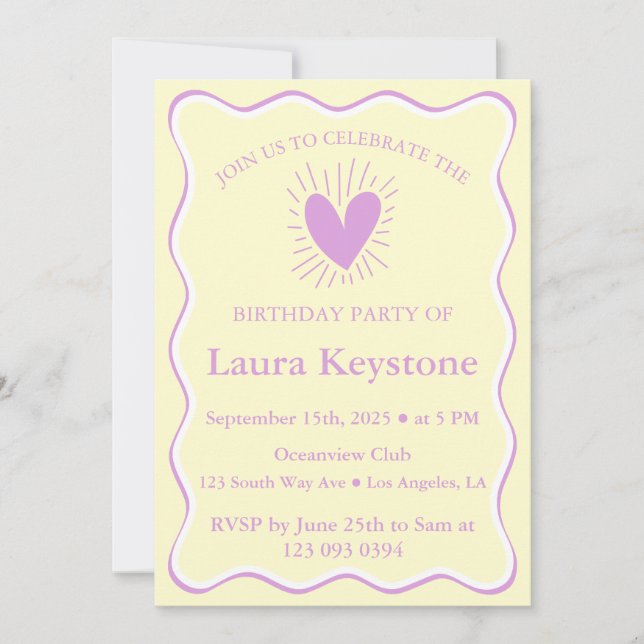 Invitation Elégante Plum, Crème & White Anniversaire Invitati (Devant)