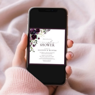 Invitation Elégante Plum Purple Aquarelle Couples Douche