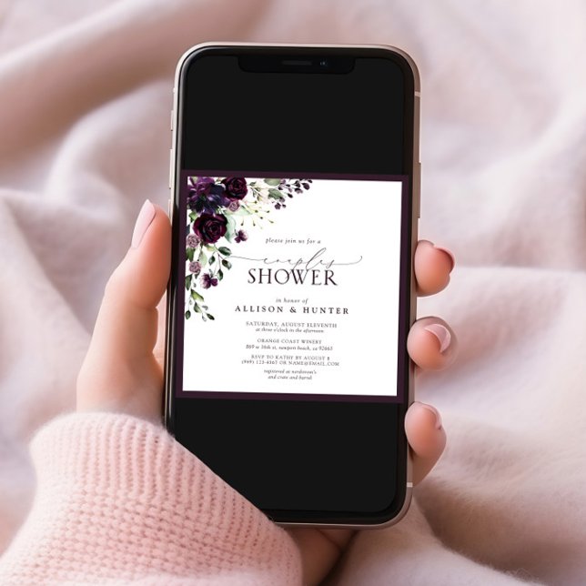 Invitation Elégante Plum Purple Aquarelle Couples Douche (Créateur téléchargé)