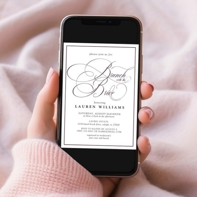 Invitation Élégante Plum Purple Calligraphie Brunch Avec Mari (Créateur téléchargé)