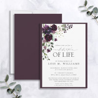Élégante Plum Purple Floral Fête de la vie