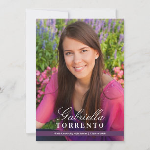 Invitation Élégante Plum violet Personnalisé Photo Party Grad