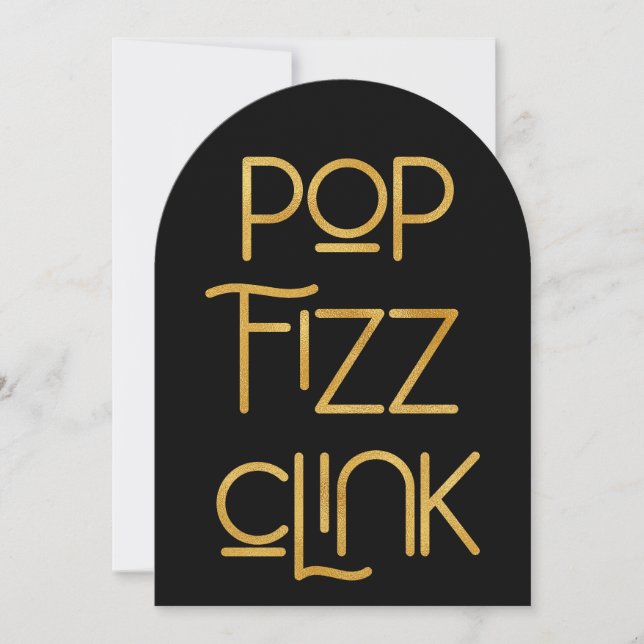 Invitation Elégante Pop Fizz Clink fête d'anniversaire (Devant)