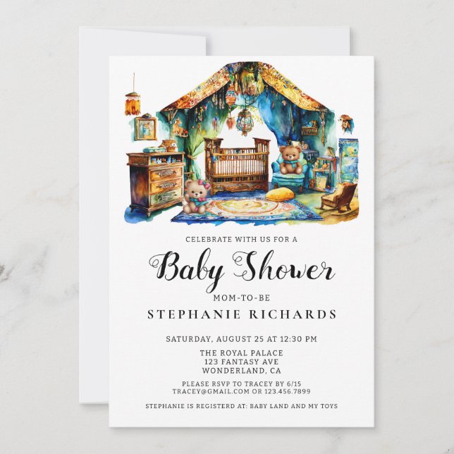 Invitation Élégante pouponnière Boho Baby shower de chambre (Devant)