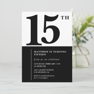 Invitation élégante pour 15 ans anniversaire Black