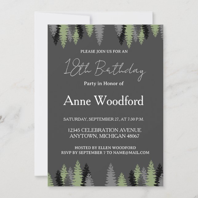 Invitation élégante pour 18 ans (Devant)