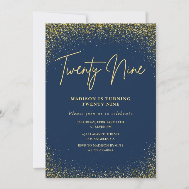 Invitation élégante pour 29e anniversaire Paillett (Devant)