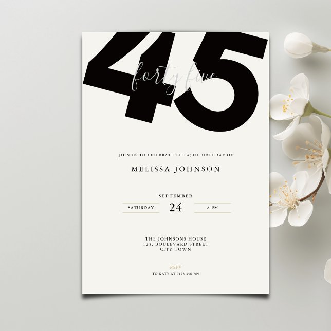 Invitation élégante pour 45e anniversaire - Style  (Créateur téléchargé)