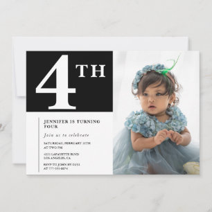 Invitation élégante pour 4ème anniversaire Photo C