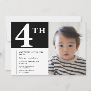 Invitation élégante pour 4ème anniversaire Photo d