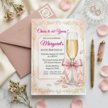 Invitation élégante pour 60 ans avec des fleurs ro
