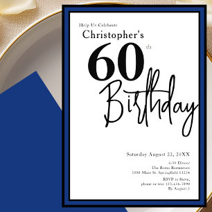 Invitation élégante pour 60 ans avec noir et bleu