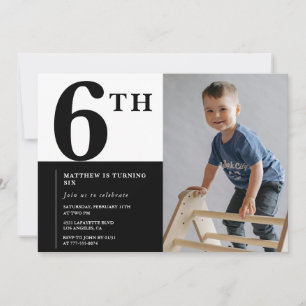 Invitation élégante pour 6ème anniversaire Black C