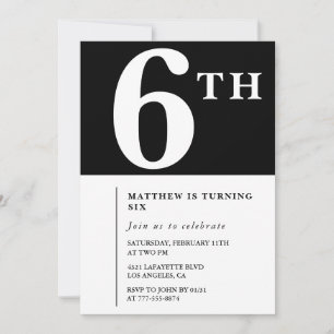 Invitation élégante pour 6ème anniversaire Garçon