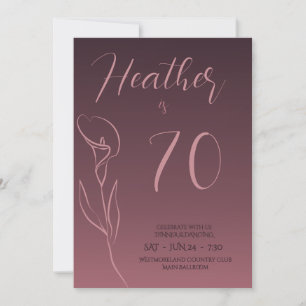 Invitation élégante pour 70 ans avec motif floral