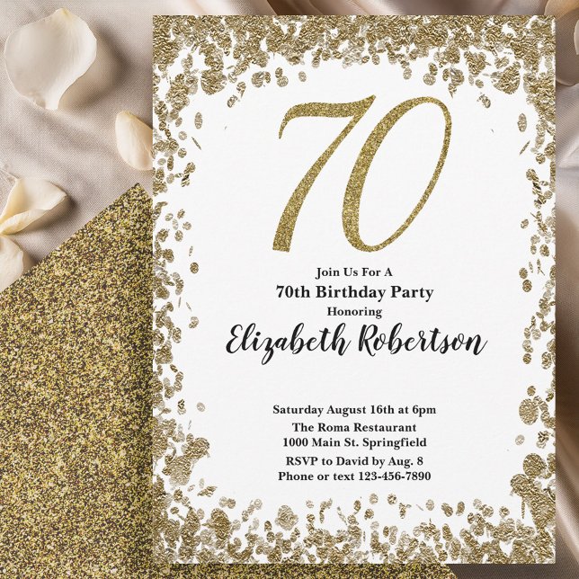Invitation élégante pour 70 ans avec paillettes do (Créateur téléchargé)