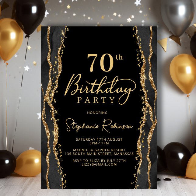 Invitation élégante pour 70 ans d'anniversaire en  (Créateur téléchargé)