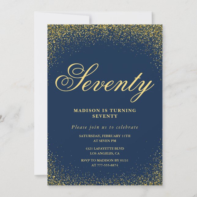 Invitation élégante pour 70e anniversaire Gold Nav (Devant)