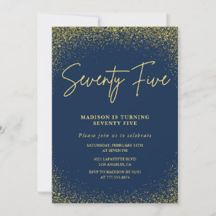 Invitation élégante pour 75e anniversaire Or Navy