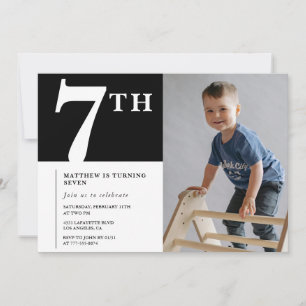 Invitation élégante pour 7 ans garçon noir Photo