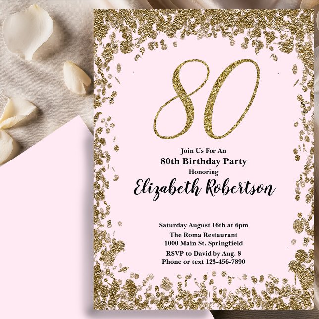 Invitation élégante pour 80 ans avec paillettes do (Créateur téléchargé)