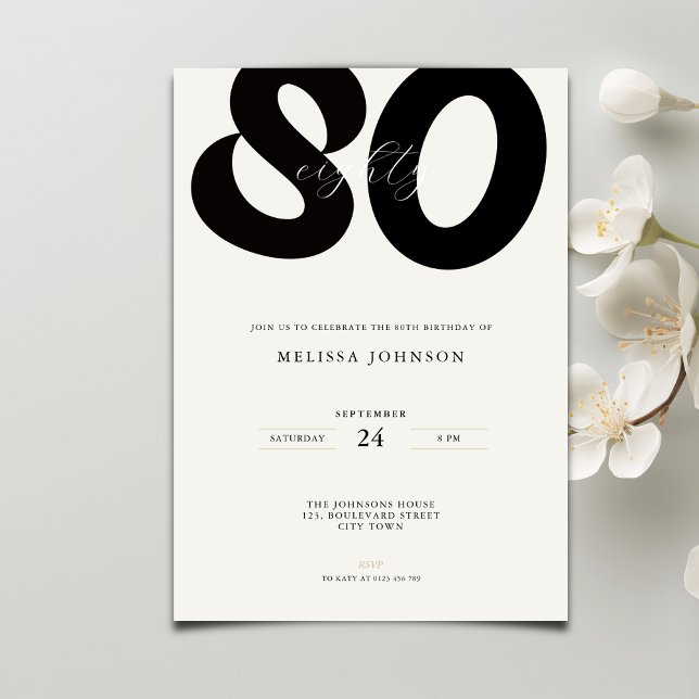 Invitation élégante pour 80e anniversaire - Style  (Créateur téléchargé)