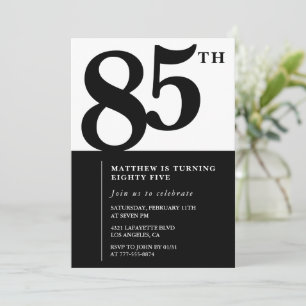 Invitation élégante pour 85e anniversaire Black Ch