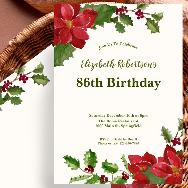 Invitation élégante pour 86e anniversaire avec mot (Créateur téléchargé)